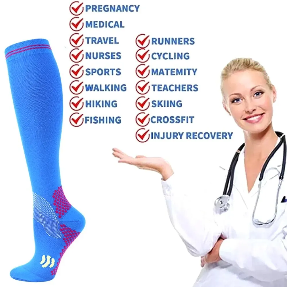 1pair Medical Compression High Socks for Edema Diabetic Varicose Veins Woman