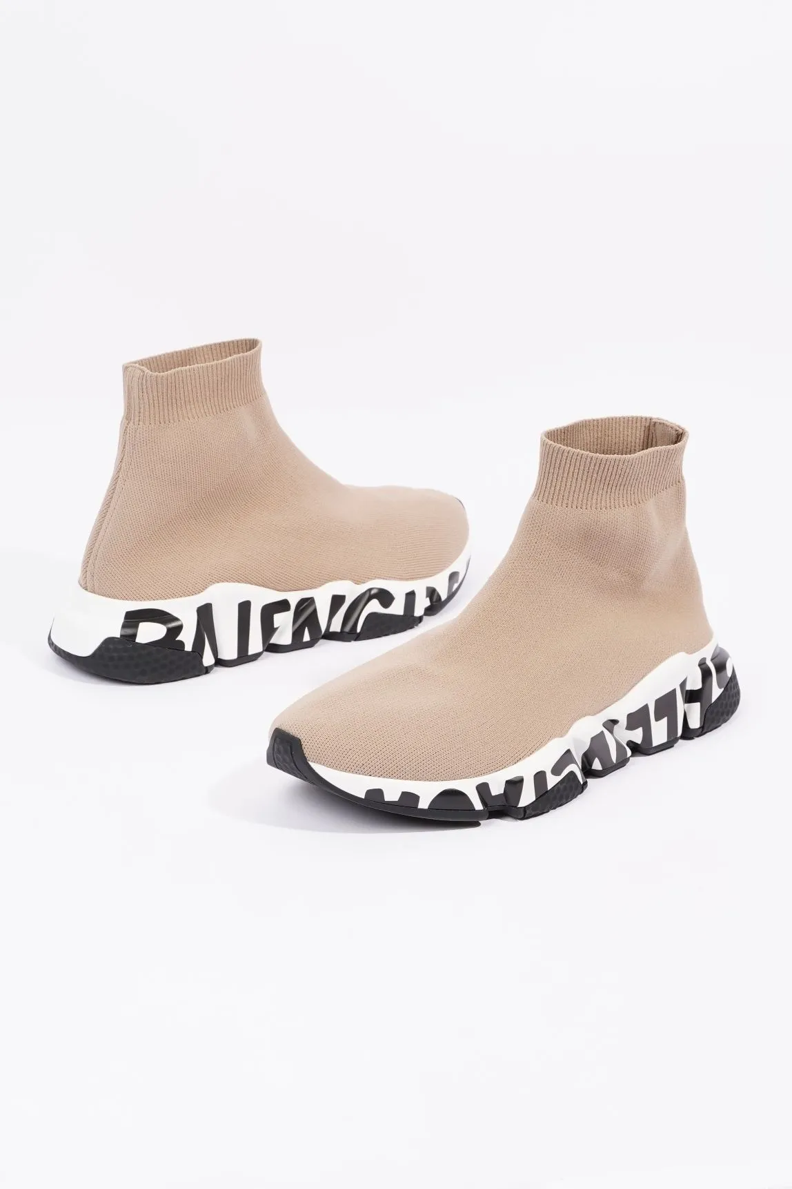 Balenciaga Mens Speed Beige / White / Black / Graffiti EU 39 / UK 5