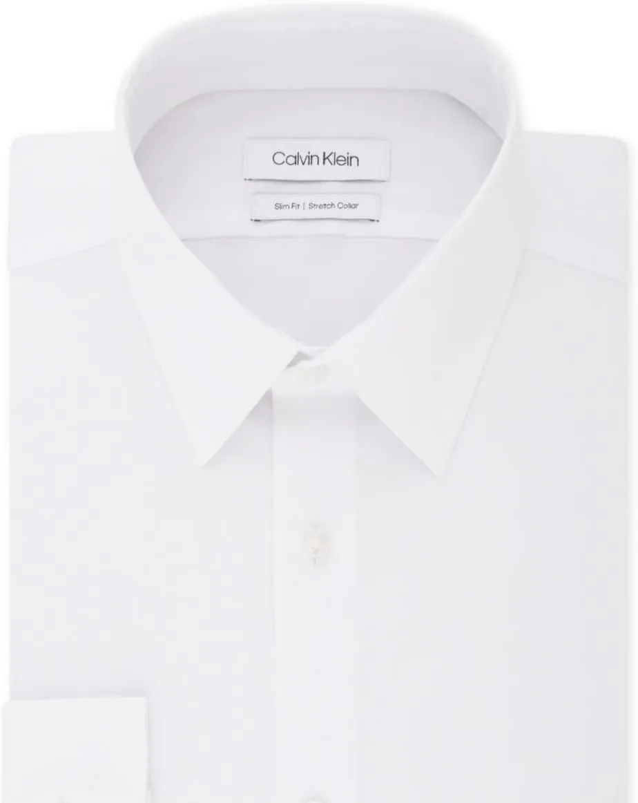 Calvin Klein Men's Dress Shirt Slim Fit Stretch Flex Collar