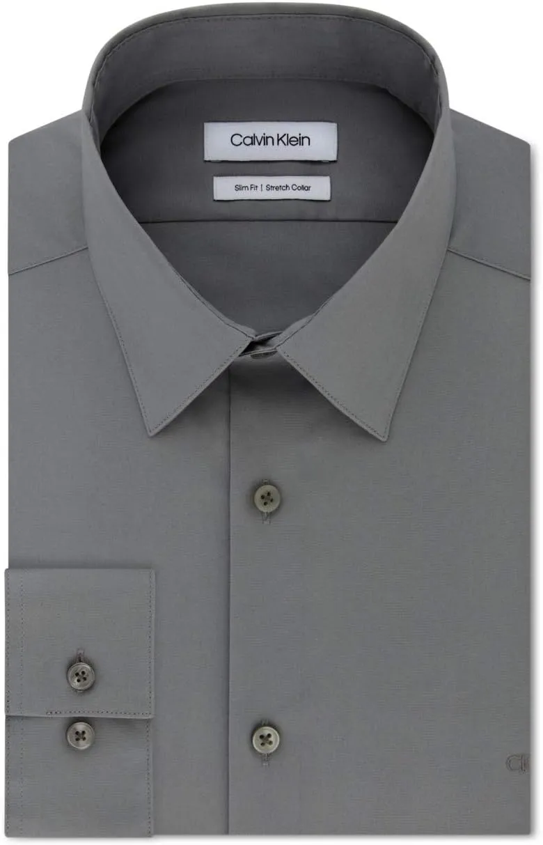 Calvin Klein Men's Dress Shirt Slim Fit Stretch Flex Collar
