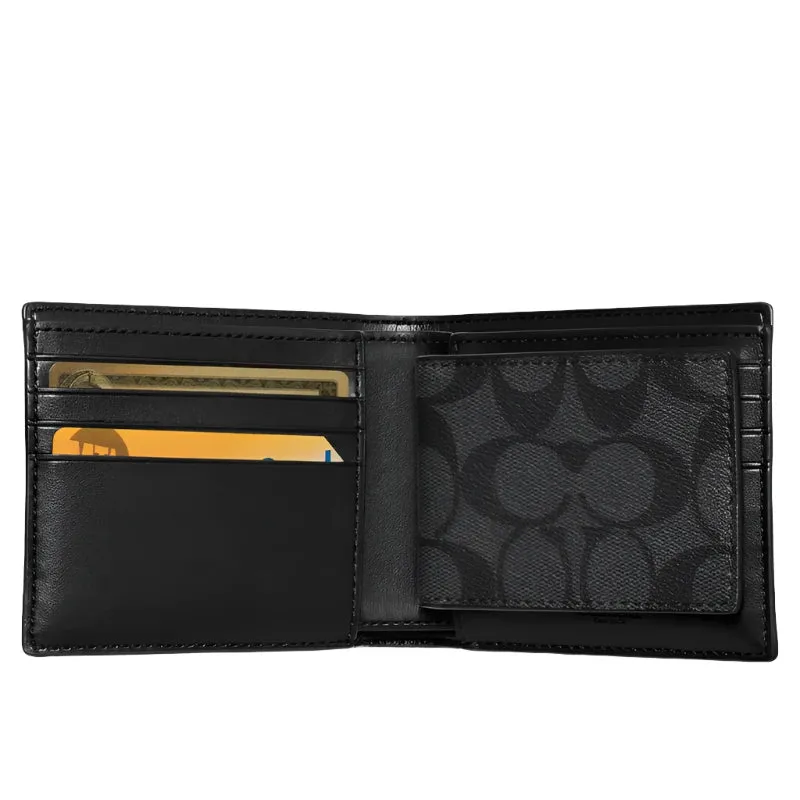 Coach 3 In 1 Wallet In Signature Canvas Charcoal/Black