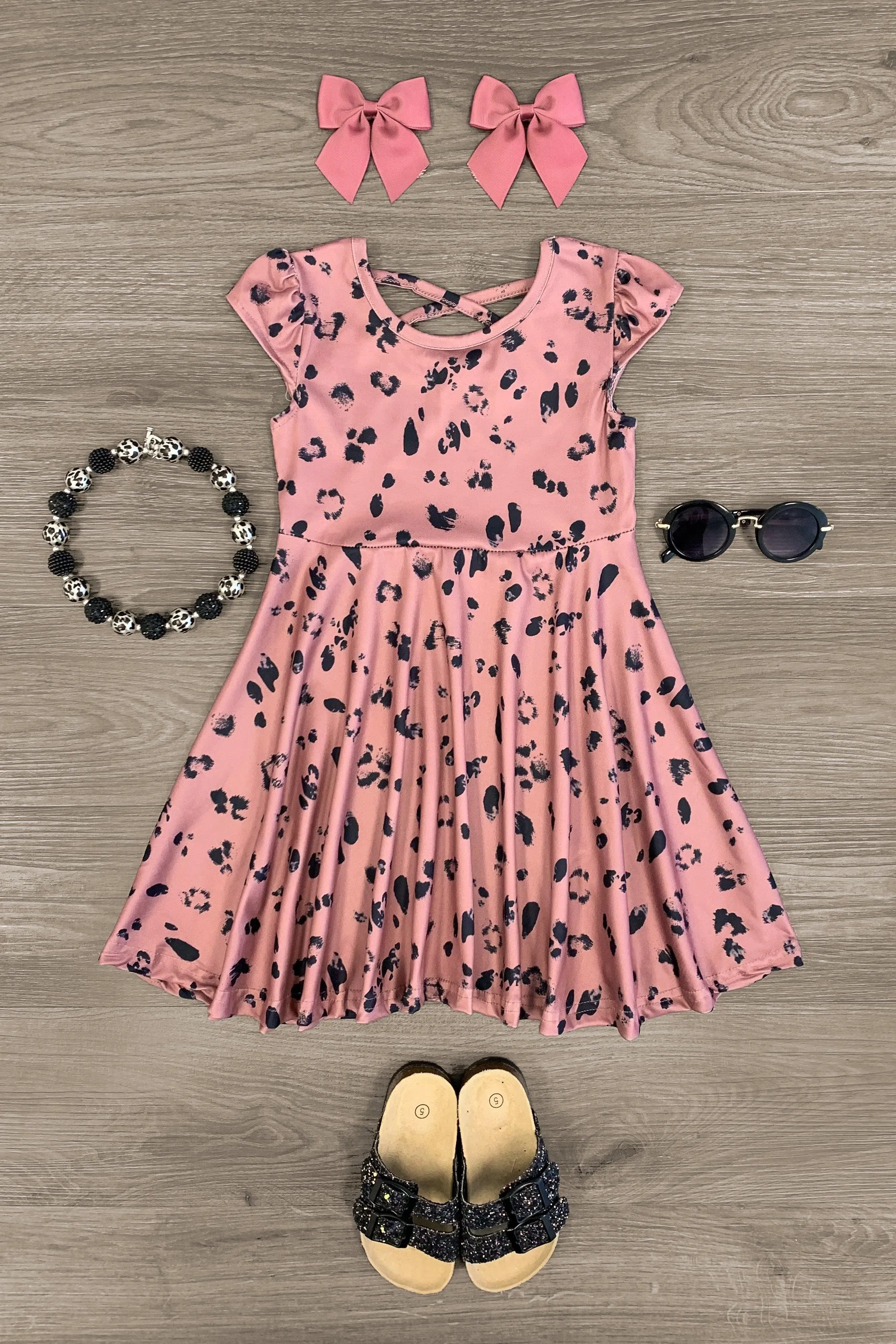 Dusty Mauve Cheetah Criss-Cross Dress