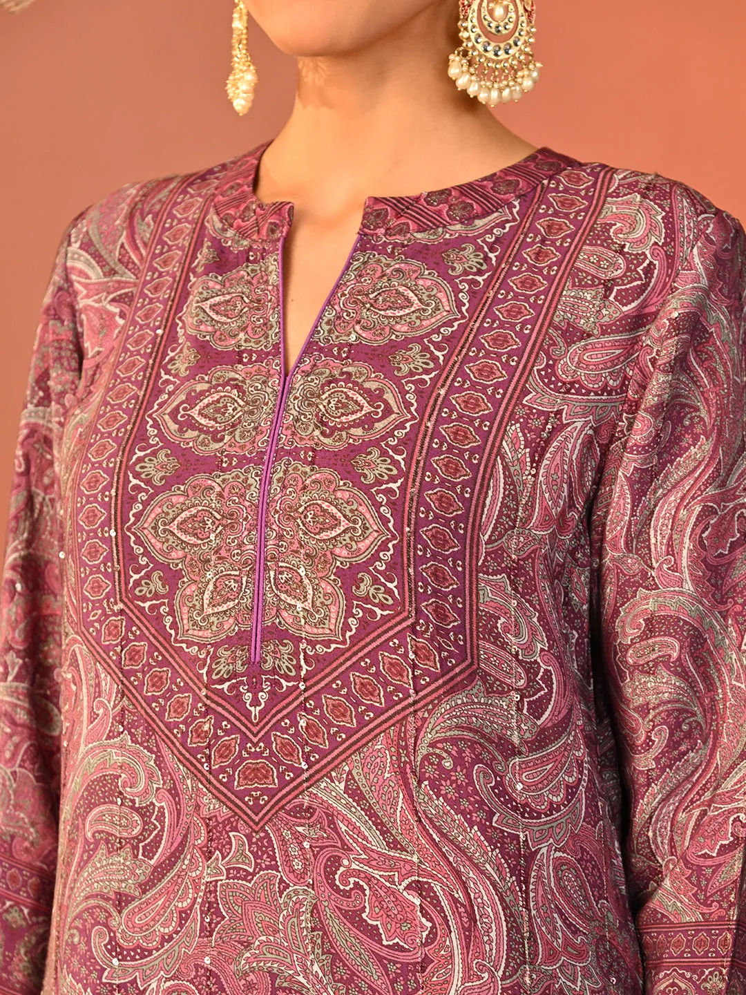Fiza Purple Printed Co-ord Set for Women