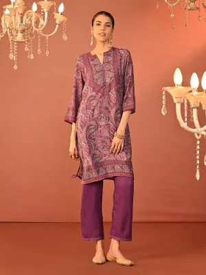 Fiza Purple Printed Co-ord Set for Women