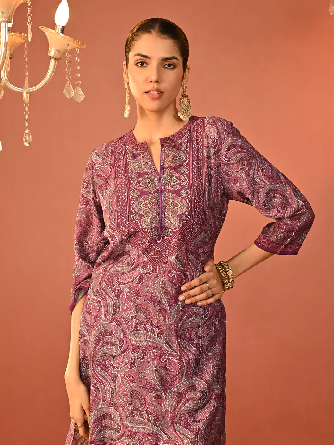 Fiza Purple Printed Co-ord Set for Women