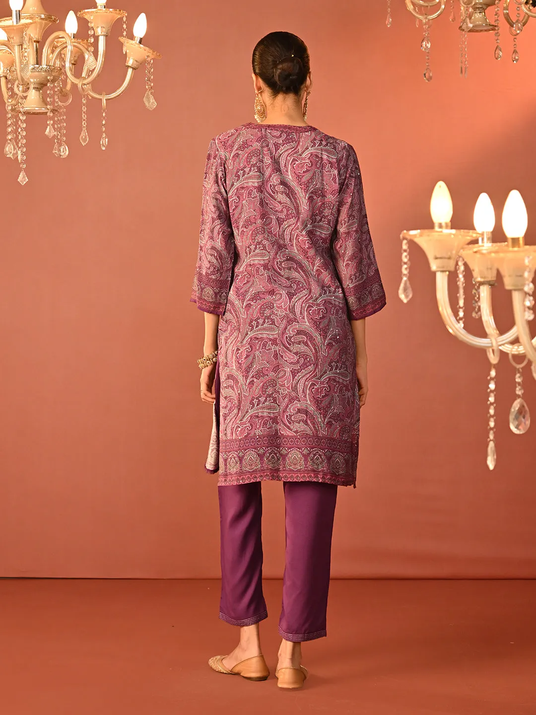 Fiza Purple Printed Co-ord Set for Women