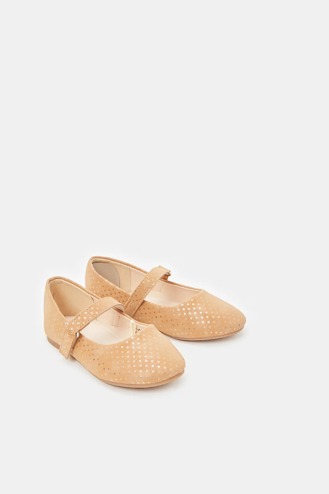 Girls Beige Embellished Ballerinas