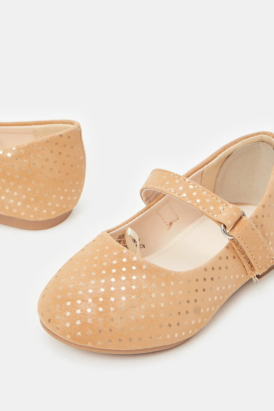 Girls Beige Embellished Ballerinas