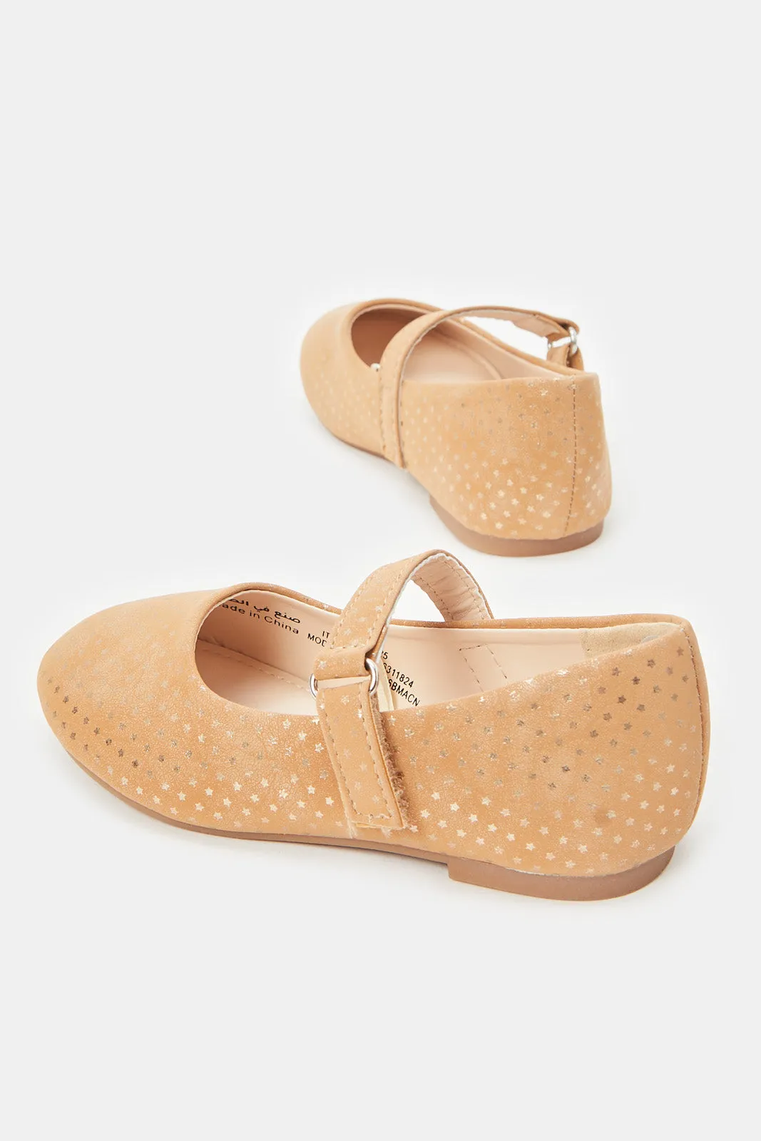 Girls Beige Embellished Ballerinas