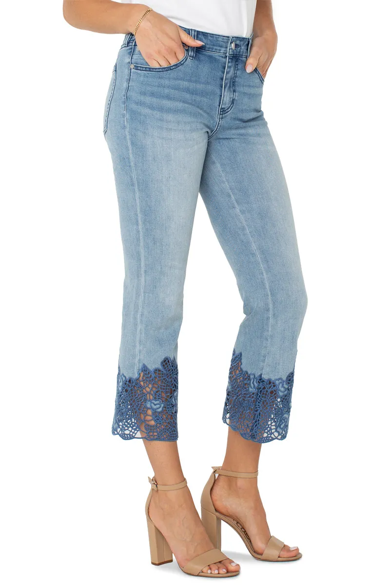 Liverpool Hannah Crop Flare with Crochet Hem