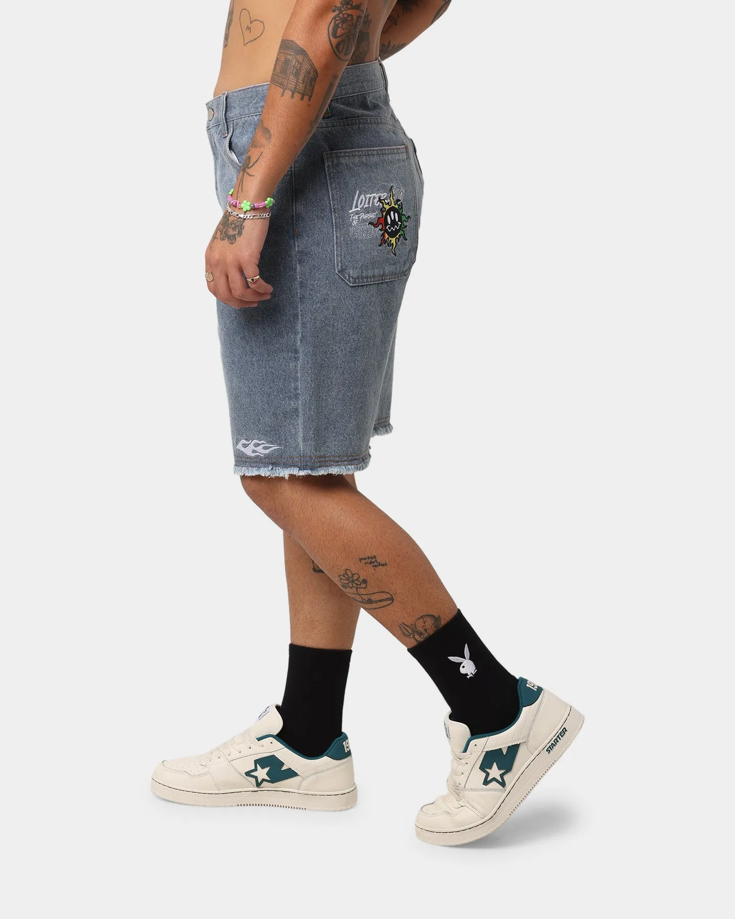 Loiter Freedom Skate Denim Shorts Blue