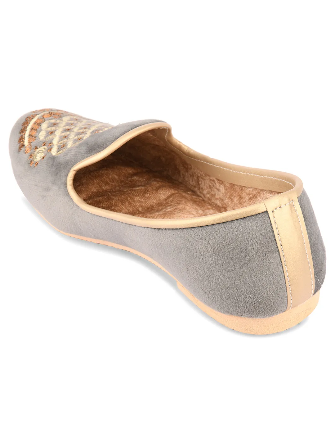 Men's Indian Ethnic Party Wear Grey Footwear - Desi Colour