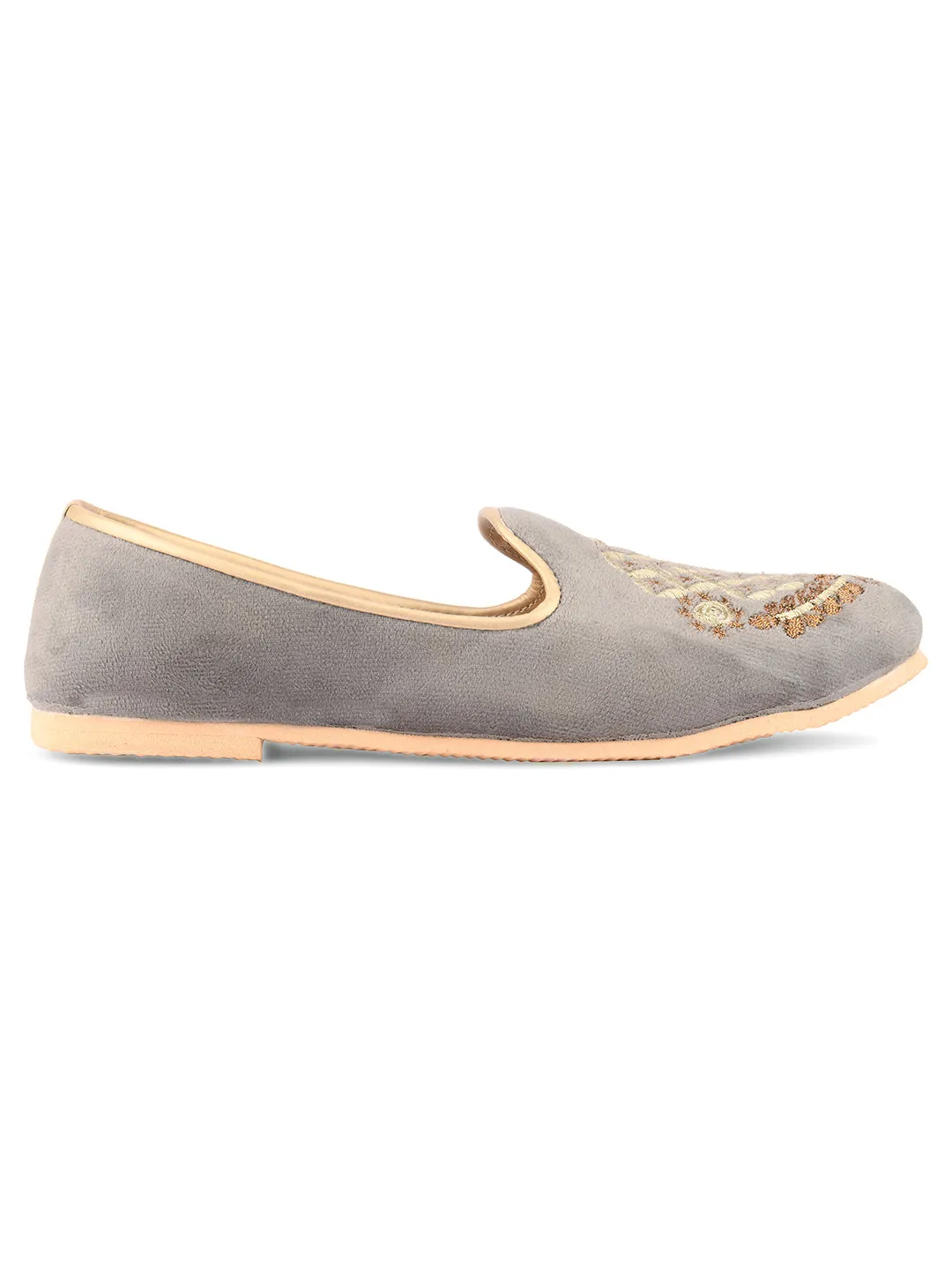 Men's Indian Ethnic Party Wear Grey Footwear - Desi Colour