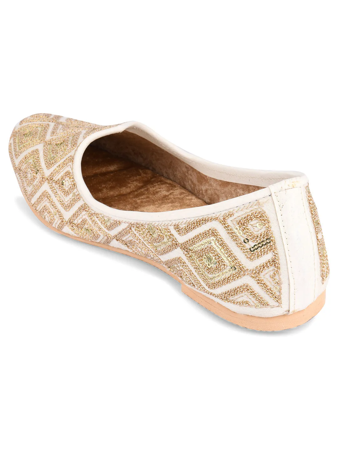 Men's Indian Ethnic Party Wear Off White Footwear - Desi Colour