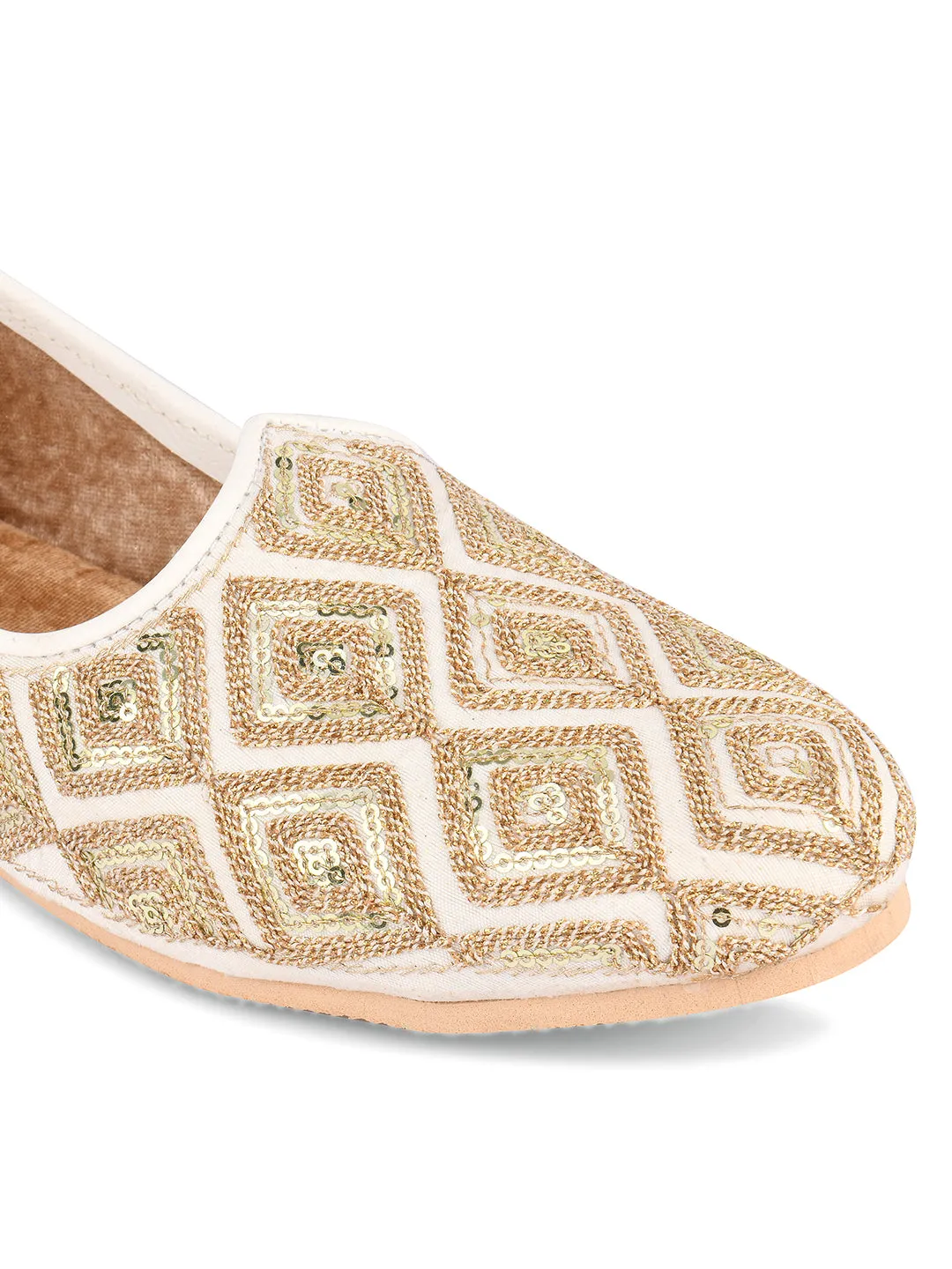 Men's Indian Ethnic Party Wear Off White Footwear - Desi Colour