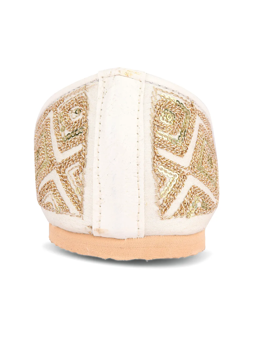 Men's Indian Ethnic Party Wear Off White Footwear - Desi Colour