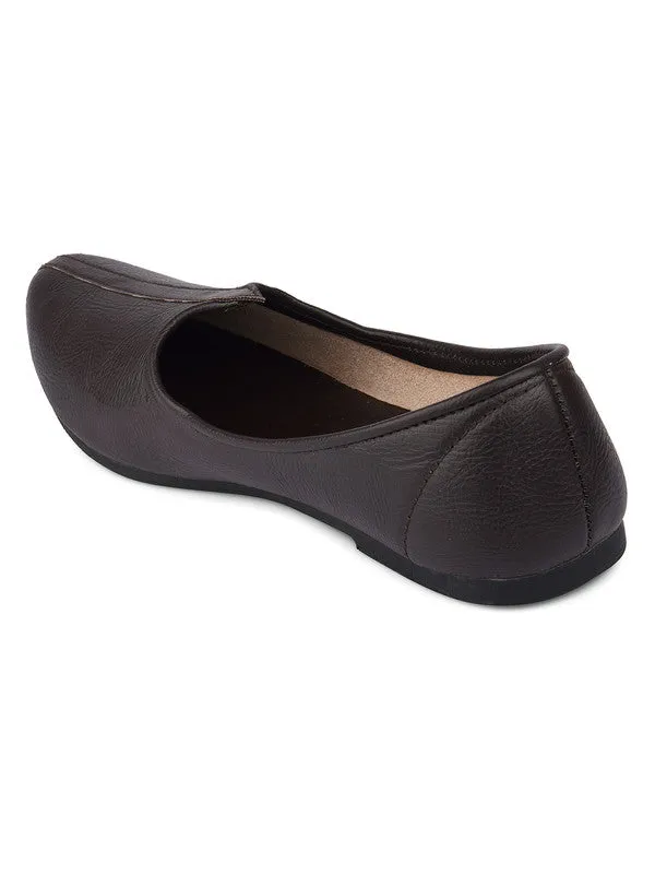 Men's Indian Ethnic Party Wear Textured Brown Footwear - Desi Colour