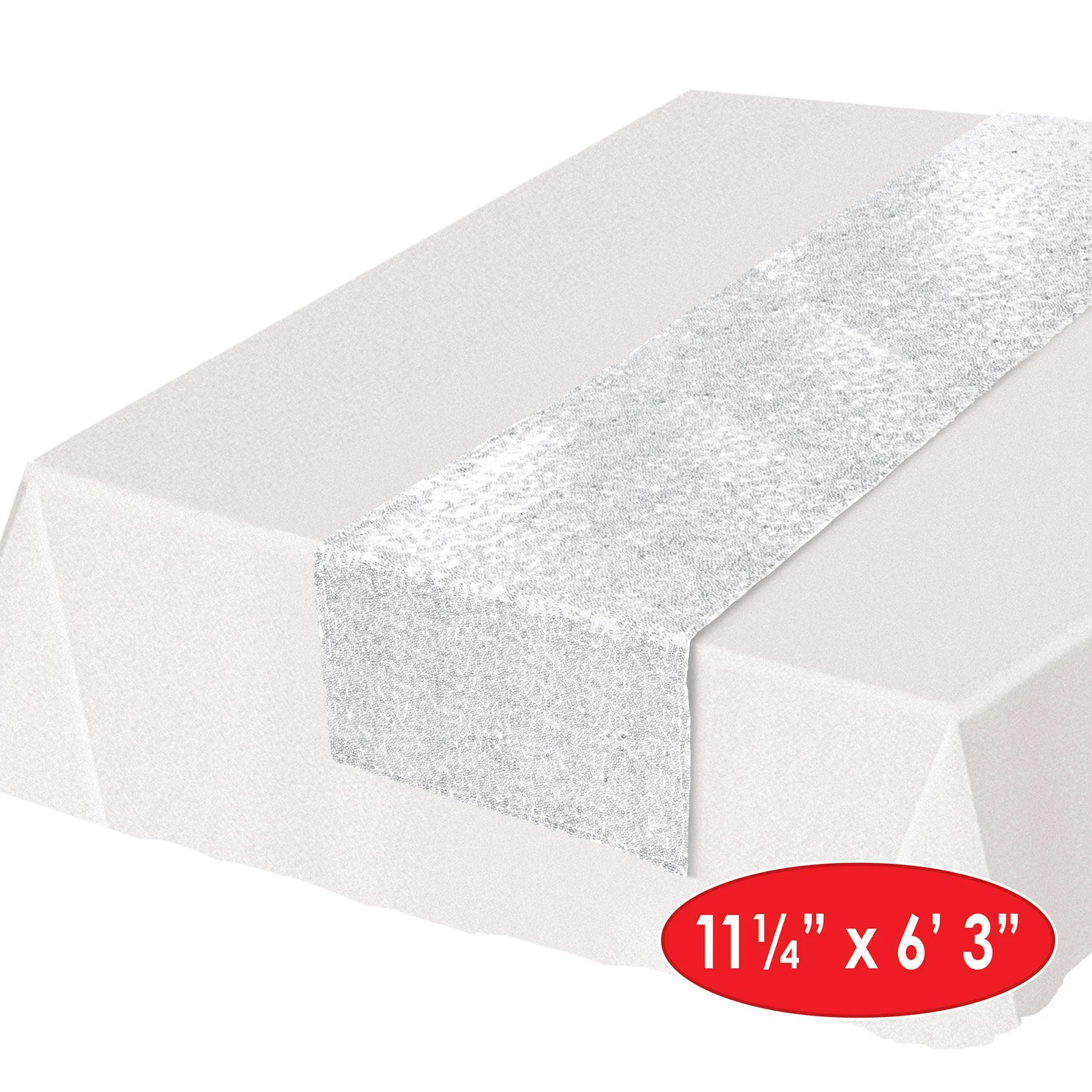 Sequined White Party Table Runner (12 Packages)