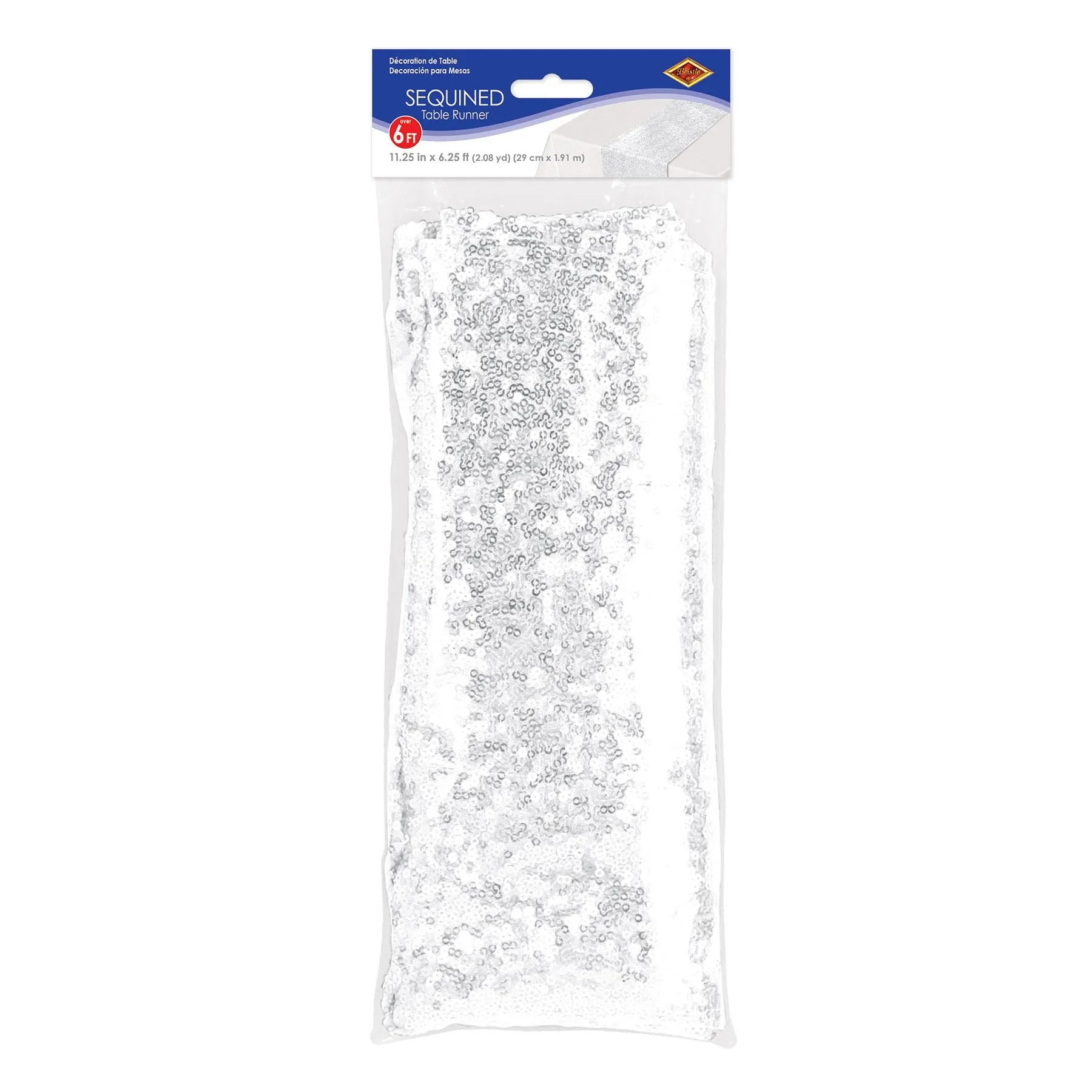 Sequined White Party Table Runner (12 Packages)