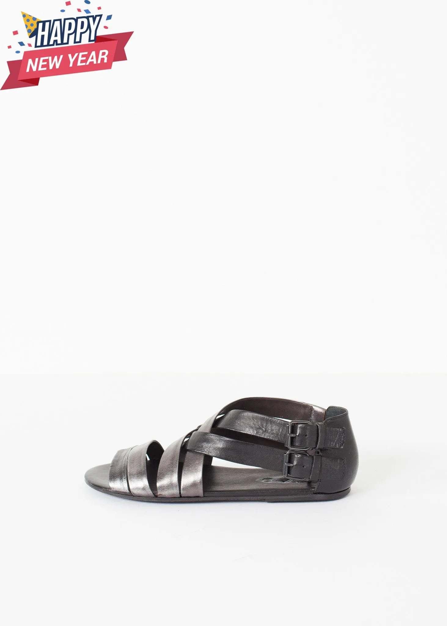 Wrap Sandal in Black/Steel