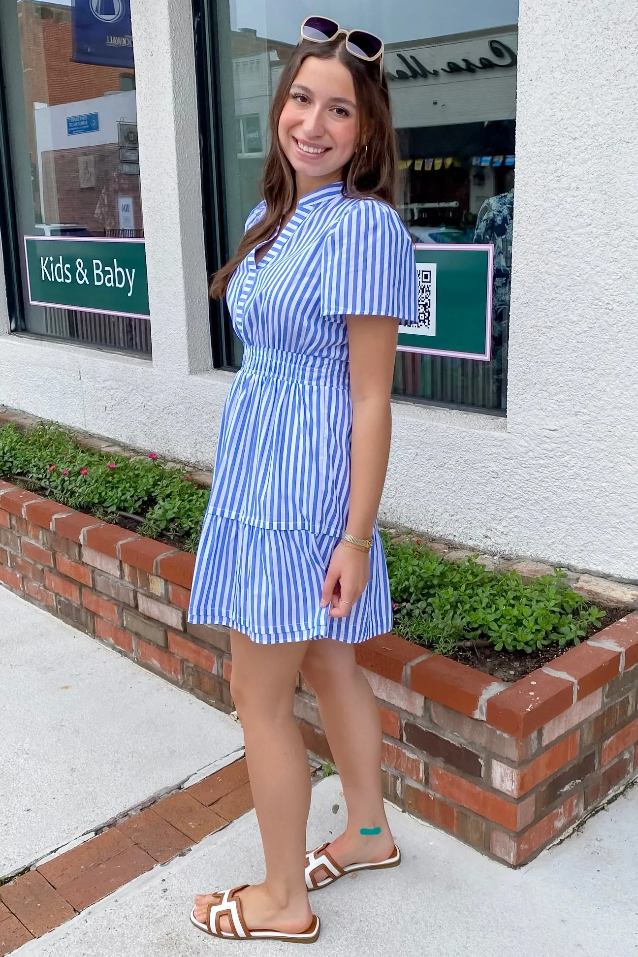 Write This Down Blue Striped Dress