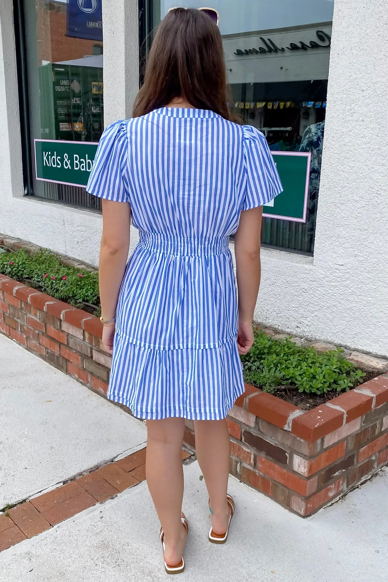 Write This Down Blue Striped Dress